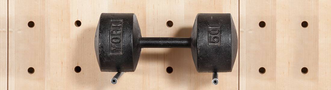 commercial interior design page image showing barbell hanging on mywall