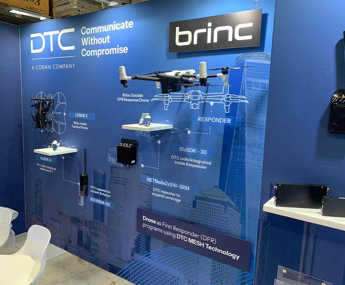 A myWall® system displaying different DTC drones. 