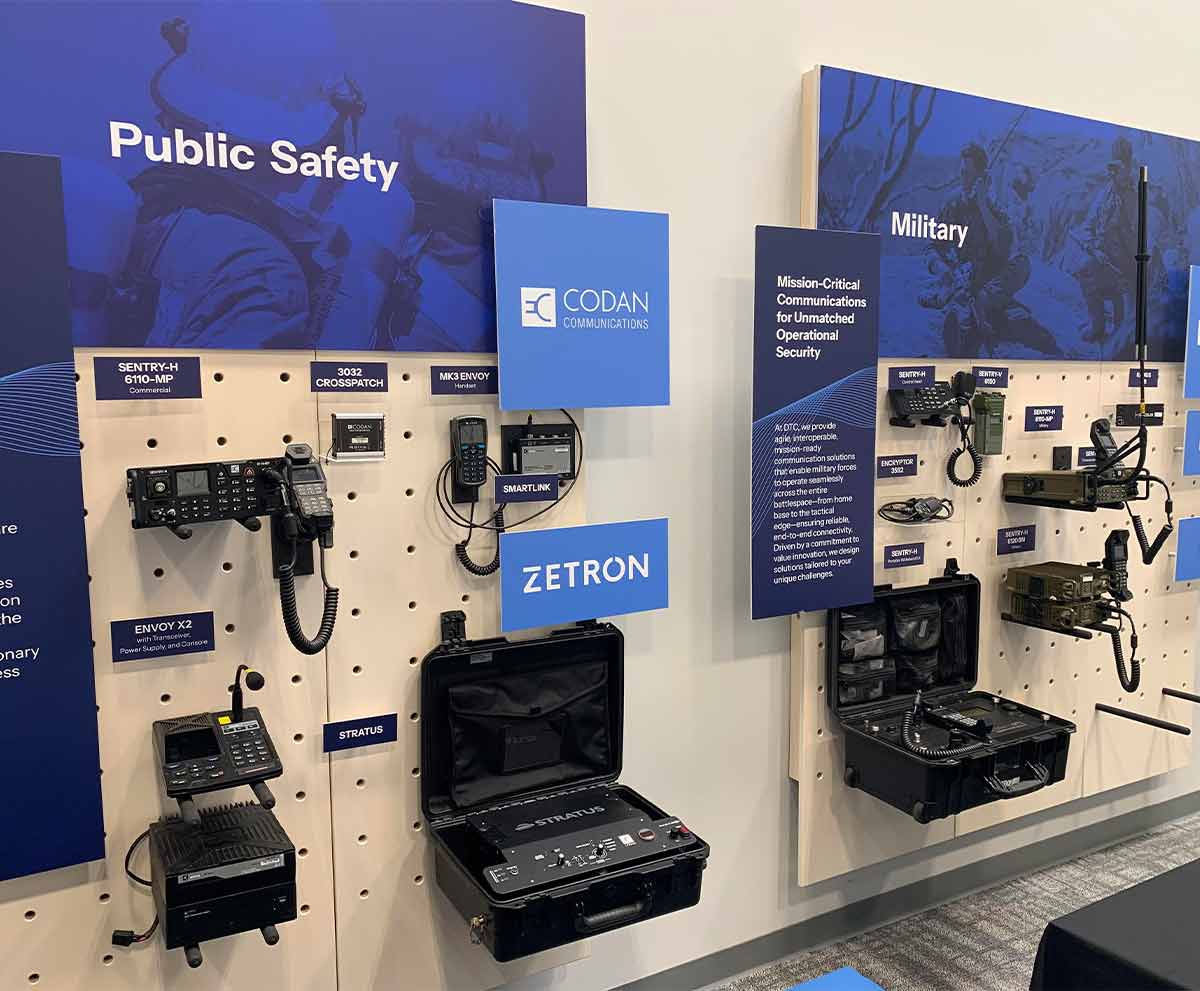 A myWall® system displaying many different types of DTC products